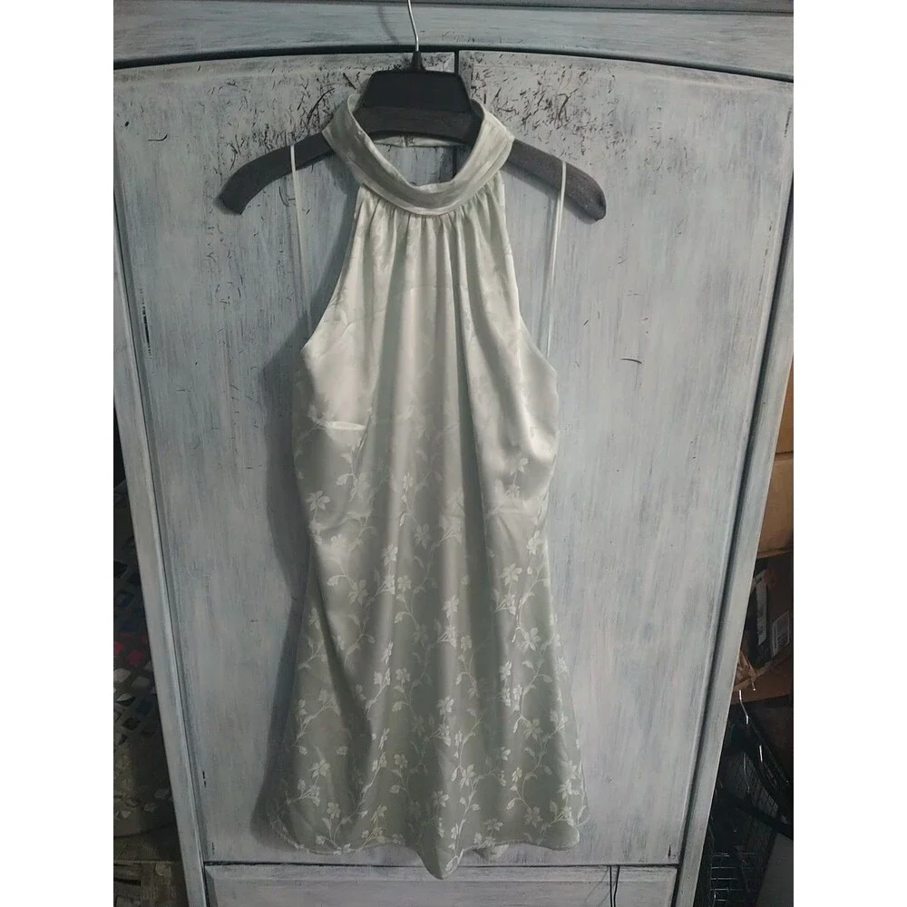 Badgley Mischka Sleeveless dress Nwt Size 14 Green Boho Feminine Cottage Core - Picture 3 of 12